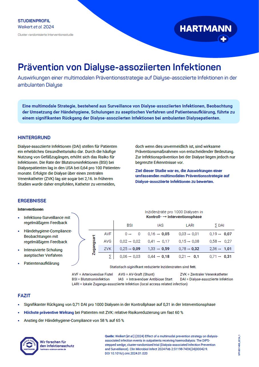 Factsheet mit dem Titel Prävention von dialyseassoziierten Infektionen