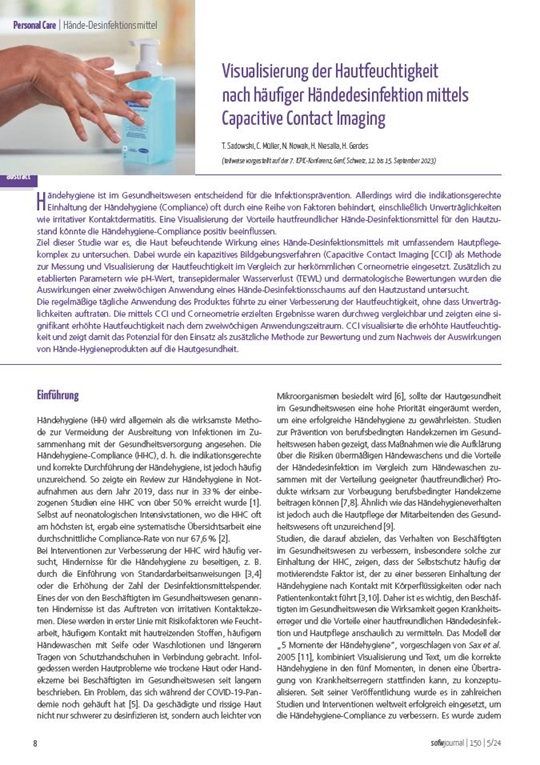 Publikation mit einem Bild von einer Sterillium foam Flasche und desinfizierenden Händen