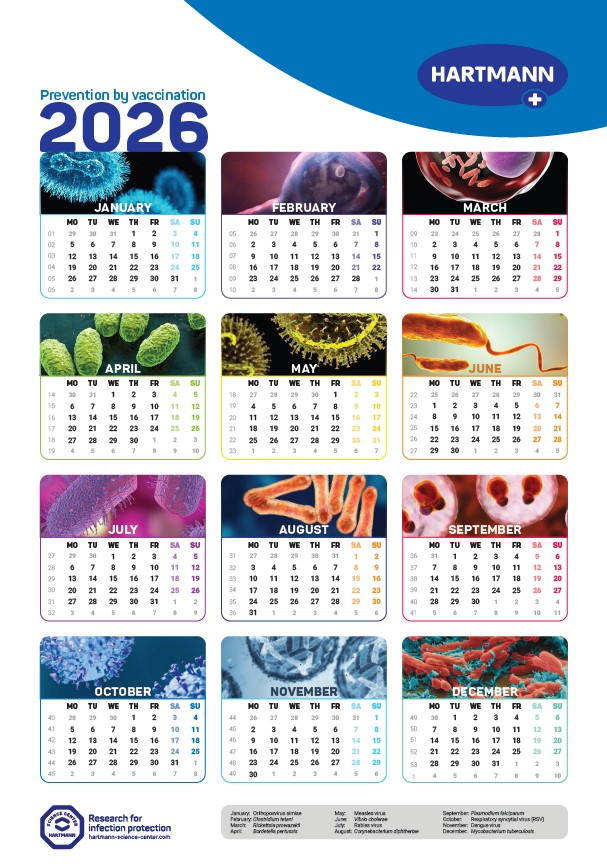 Calender showing the relevant pathogens for each month