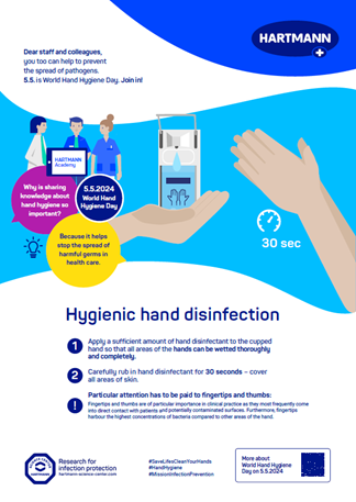 Poster with grafic disinfecting hands