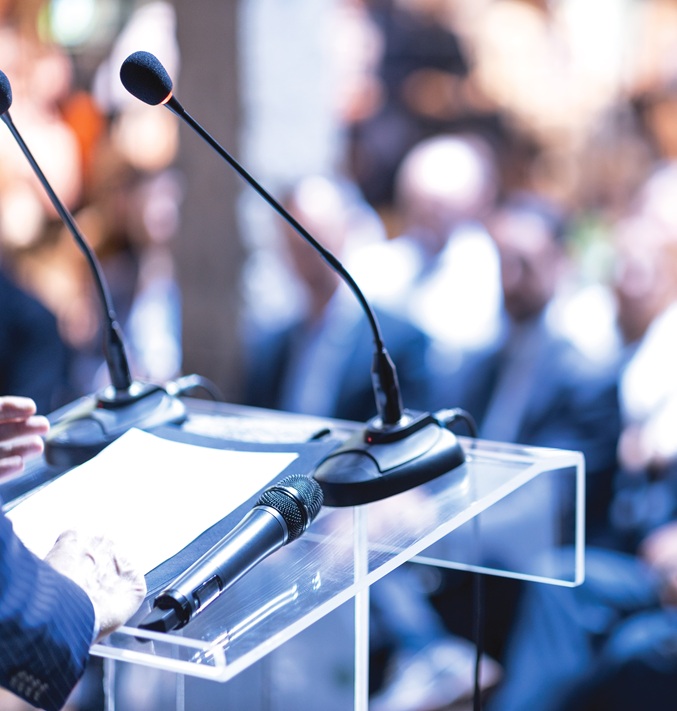 Speaker at a business conference