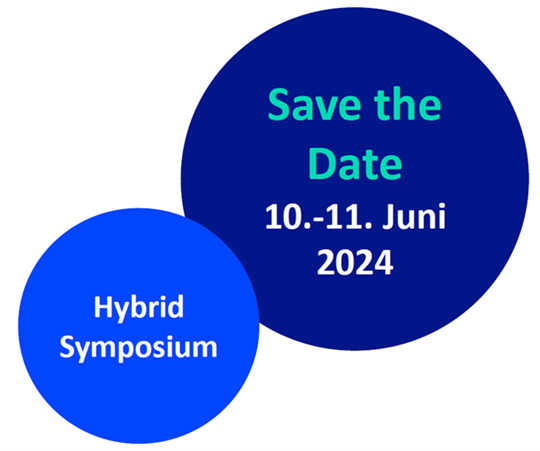 Blaue grafische Kreise mit dem Titel Save the Date HSC Symposium 2024