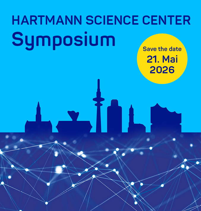 Graphische Skyline von Hamburg und Desinfektionsprodukten mit dem Titel „HARTMANN SCICENCE CENTER Symposium“