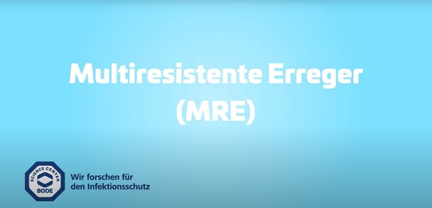 Blue cover that shows the title "Multiresistente Erreger (MRE)"